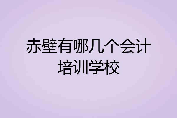 赤壁有哪几个会计培训学校
