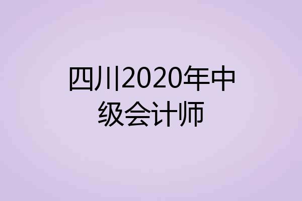 四川2020年中级会计师