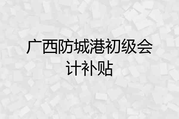 广西防城港初级会计补贴
