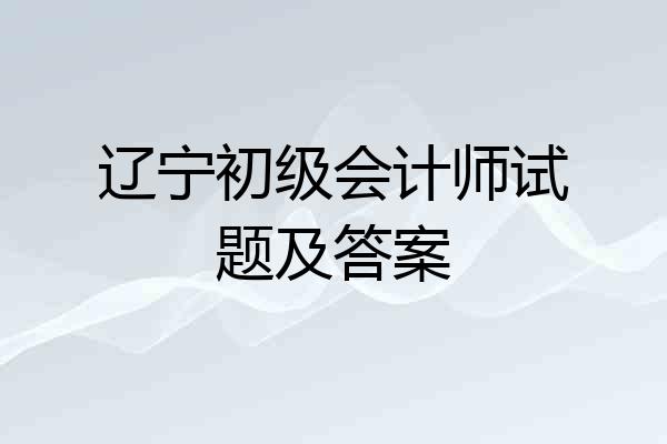 辽宁初级会计师试题及答案