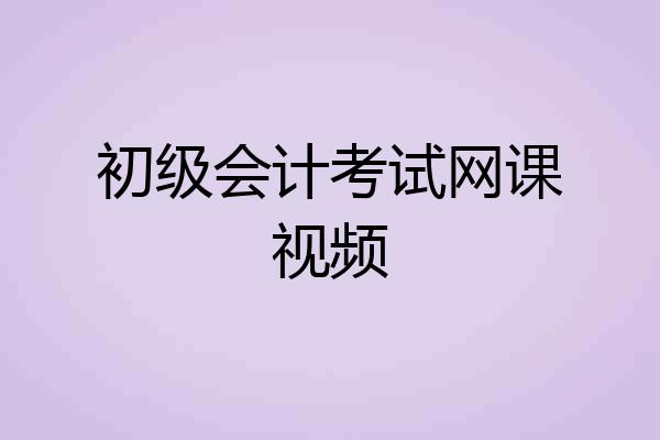 初级会计考试网课视频