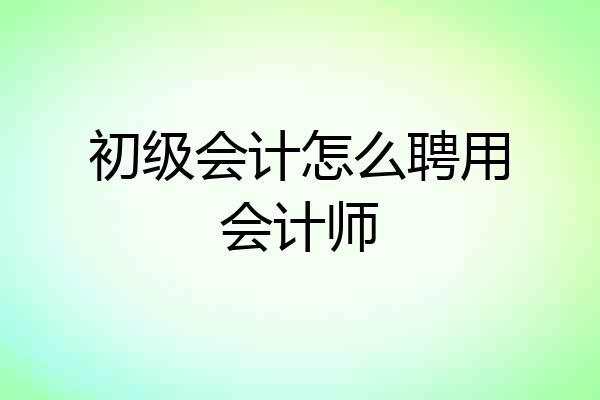 初级会计怎么聘用会计师
