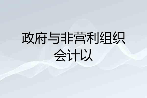 政府与非营利组织会计以