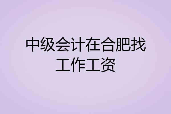 中级会计在合肥找工作工资