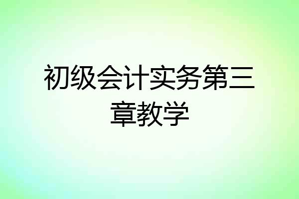 初级会计实务第三章教学