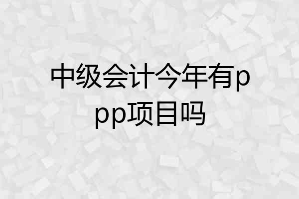 中级会计今年有ppp项目吗