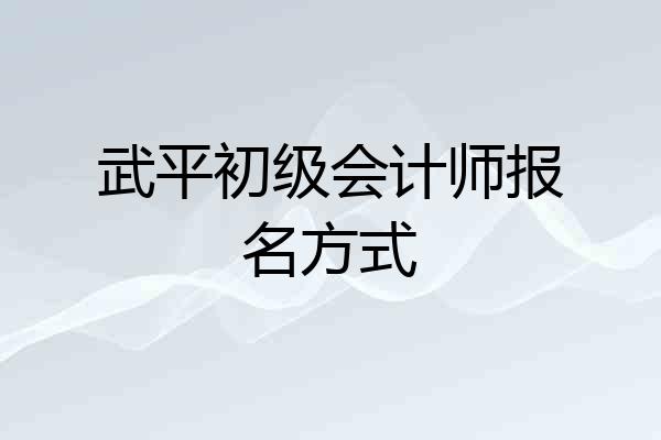 武平初级会计师报名方式