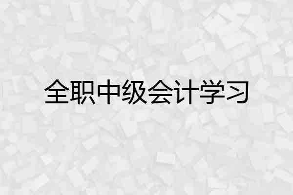 全职中级会计学习