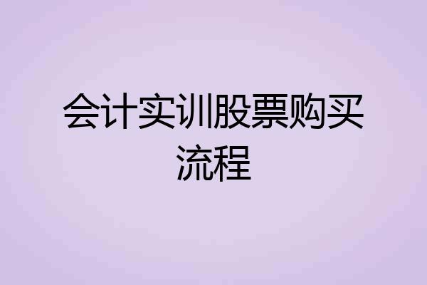 会计实训股票购买流程