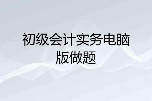初级会计实务电脑版做题