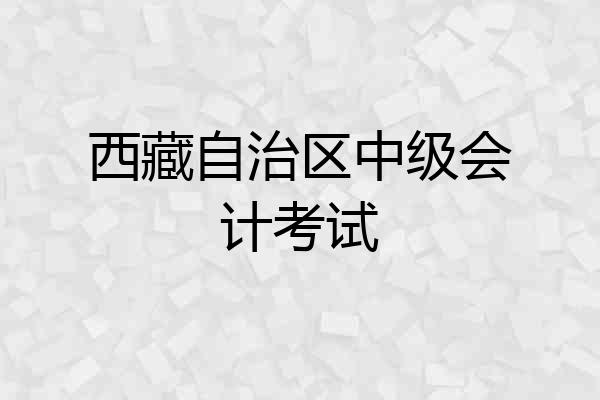 西藏自治区中级会计考试