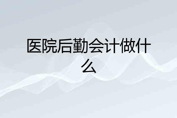 医院后勤会计做什么