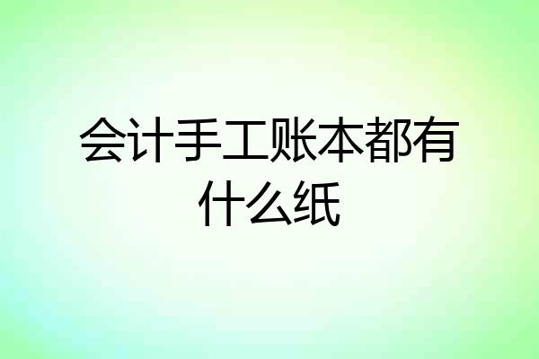 会计手工账本都有什么纸