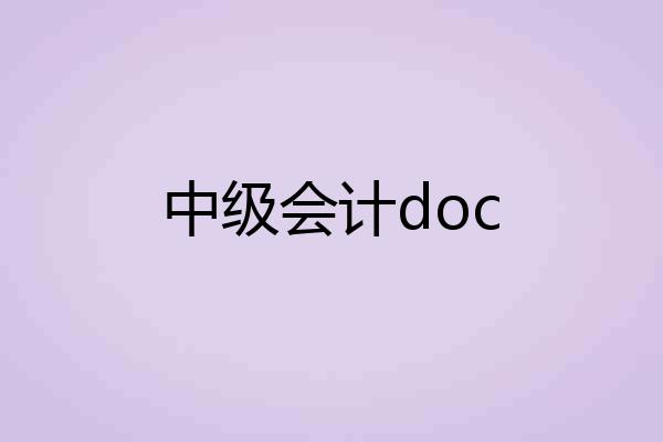 中级会计doc
