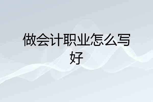 做会计职业怎么写好