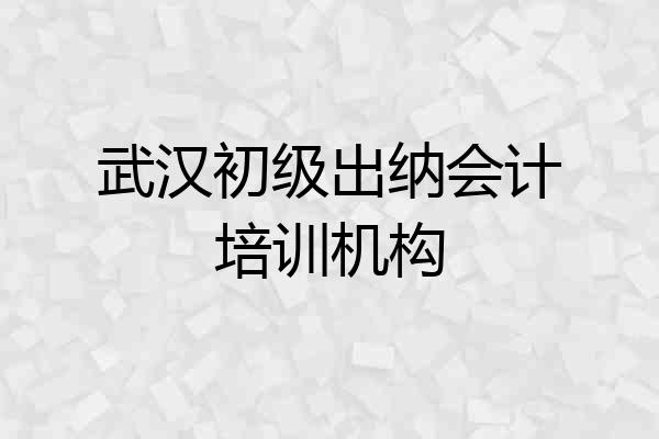 武汉初级出纳会计培训机构