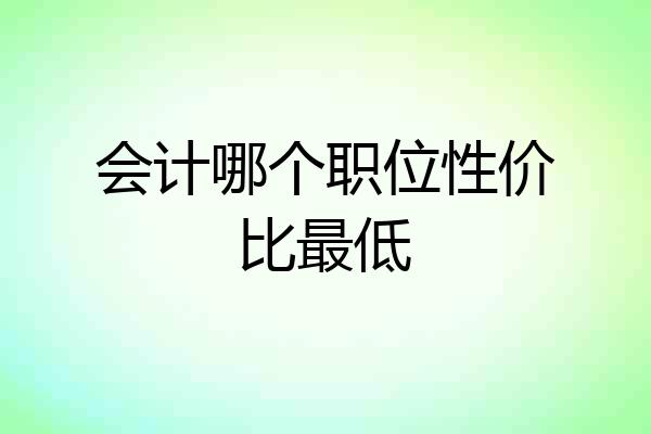 会计哪个职位性价比最低