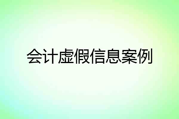 会计虚假信息案例