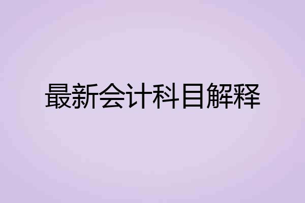 最新会计科目解释