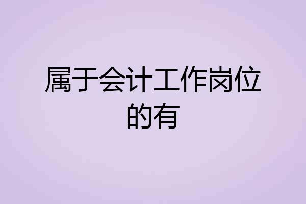 属于会计工作岗位的有