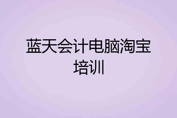 蓝天会计电脑淘宝培训