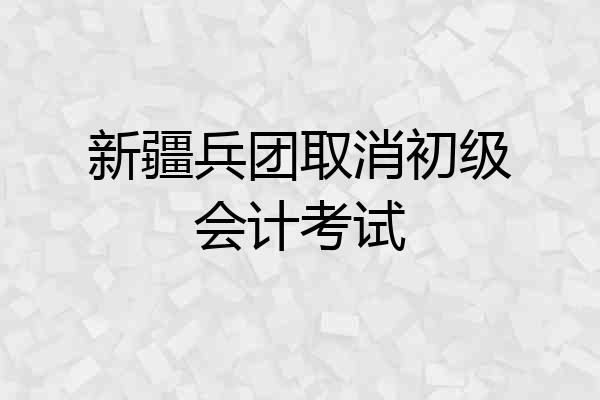 新疆兵团取消初级会计考试