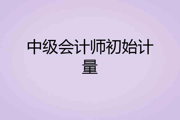 中级会计师初始计量