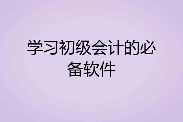 学习初级会计的必备软件