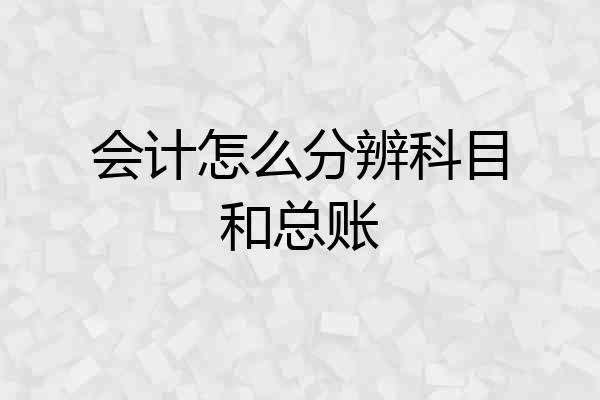 会计怎么分辨科目和总账