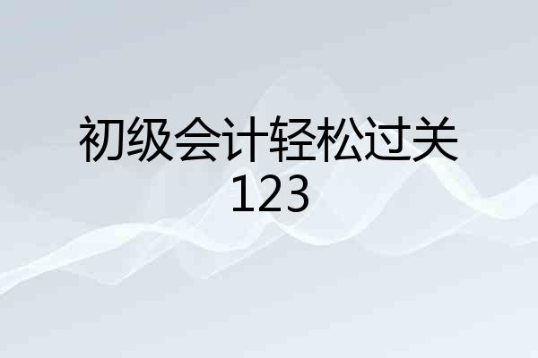 初级会计轻松过关123