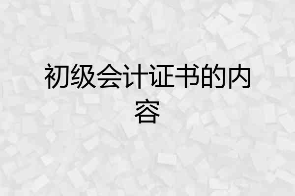 初级会计证书的内容