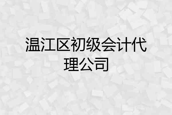 温江区初级会计代理公司