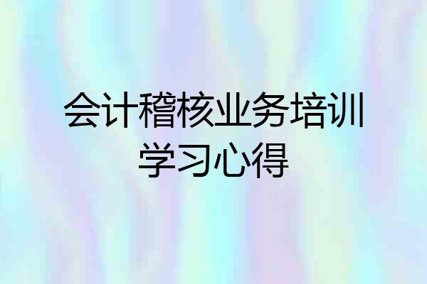 会计稽核业务培训学习心得