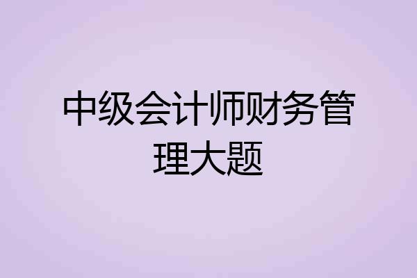 中级会计师财务管理大题