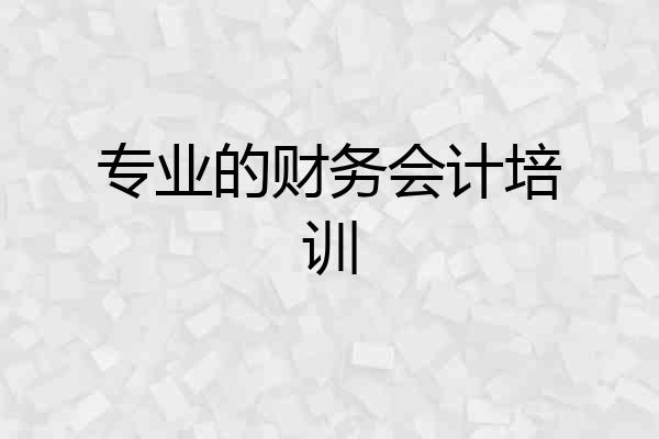 专业的财务会计培训