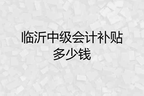 临沂中级会计补贴多少钱