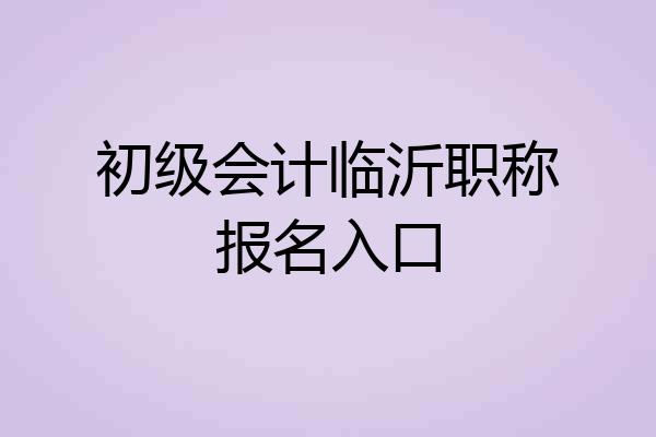初级会计临沂职称报名入口