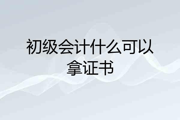 初级会计什么可以拿证书