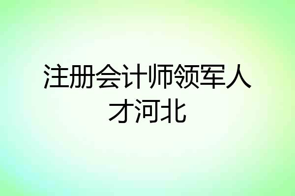 注册会计师领军人才河北