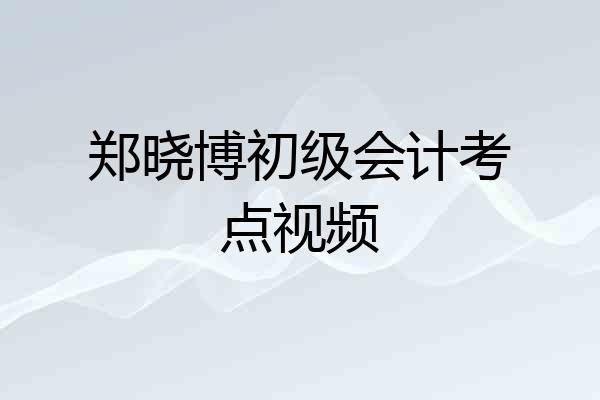 郑晓博初级会计考点视频