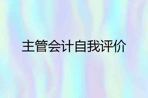 主管会计自我评价
