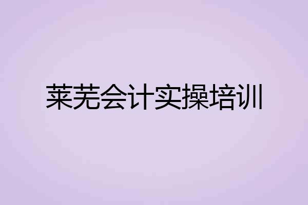 莱芜会计实操培训