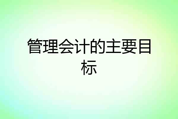 管理会计的主要目标