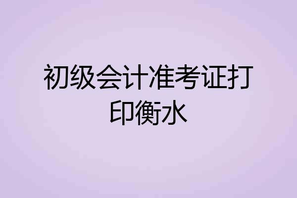 初级会计准考证打印衡水