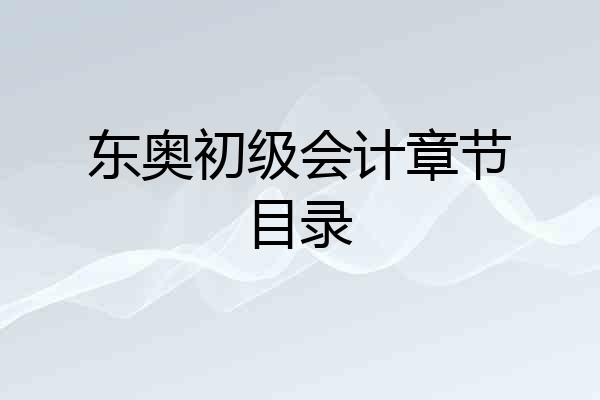 东奥初级会计章节目录