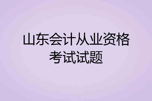 山东会计从业资格考试试题
