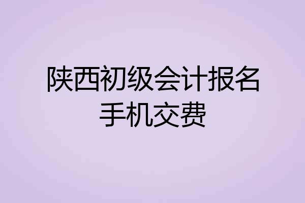 陕西初级会计报名手机交费