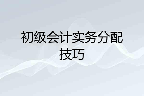 初级会计实务分配技巧
