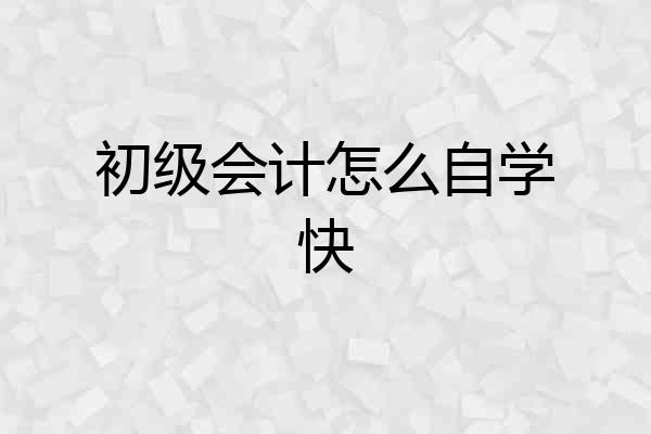 初级会计怎么自学快
