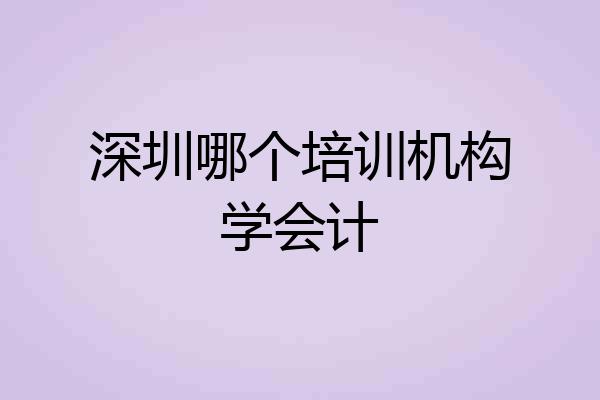 深圳哪个培训机构学会计